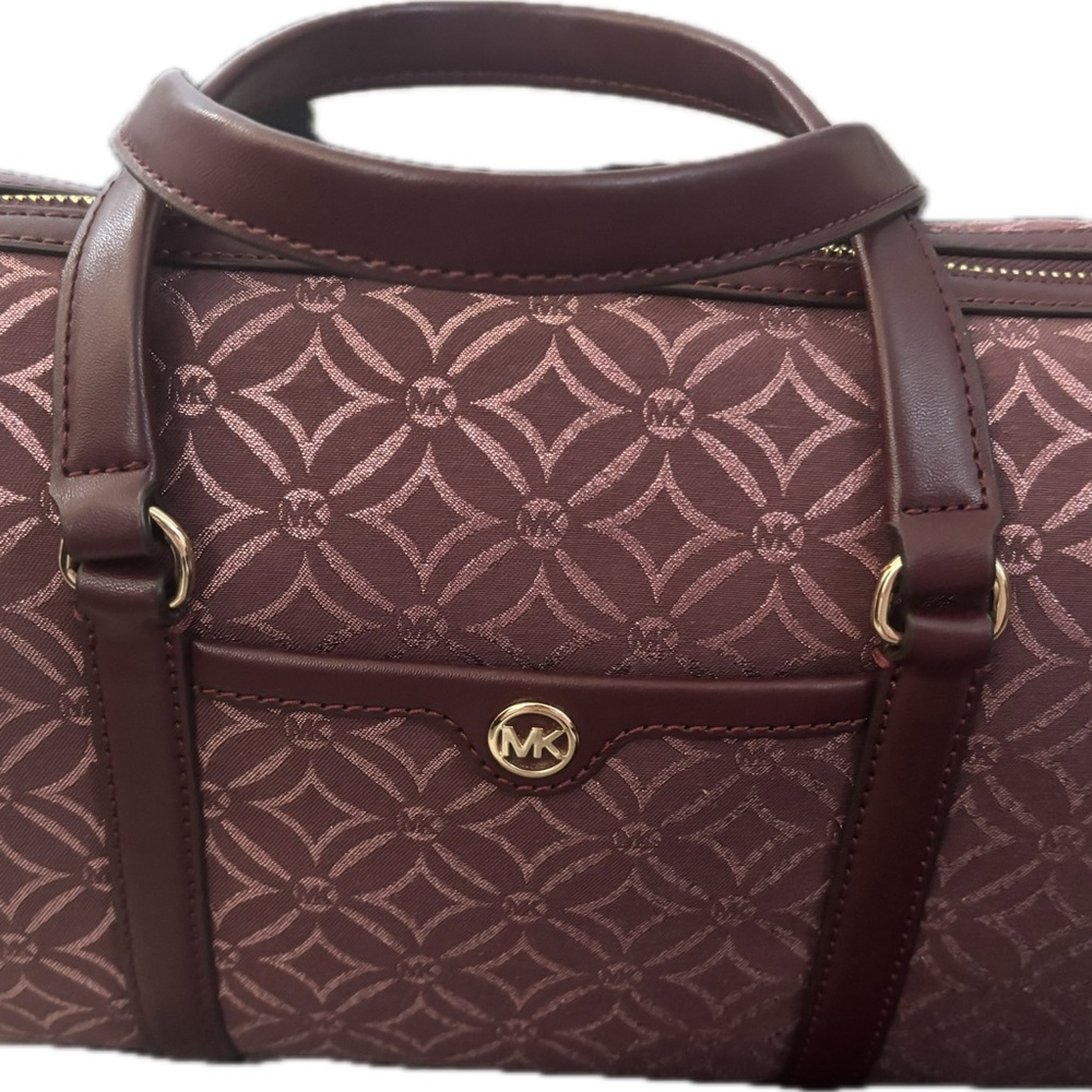 Michael Kors Burgundy Patterned Medium Travel Bag